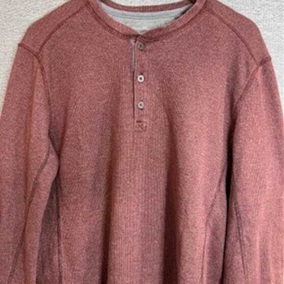 Eddie Bauer Men's Long Sleeve Shirt Size Large Maroon Henley Buttons - Picture 3 of 11